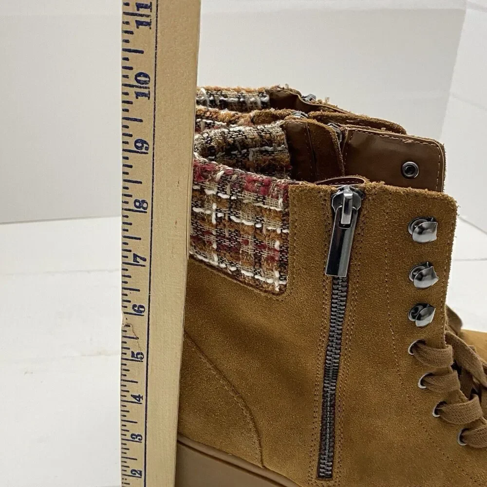 Steve Madden Jaydin-F Brown Suede Platform Boots Women's size 9.5M side zipper